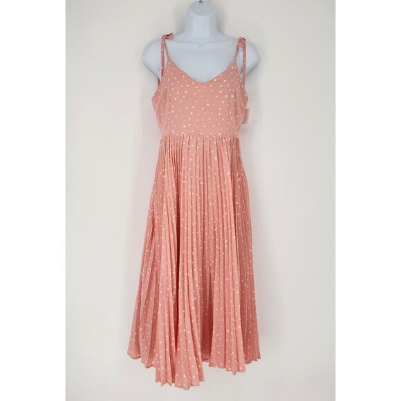 VICI Polka Dot Pleated Midi Sundress Pink White Women’s Size Medium - Picture 10 of 11